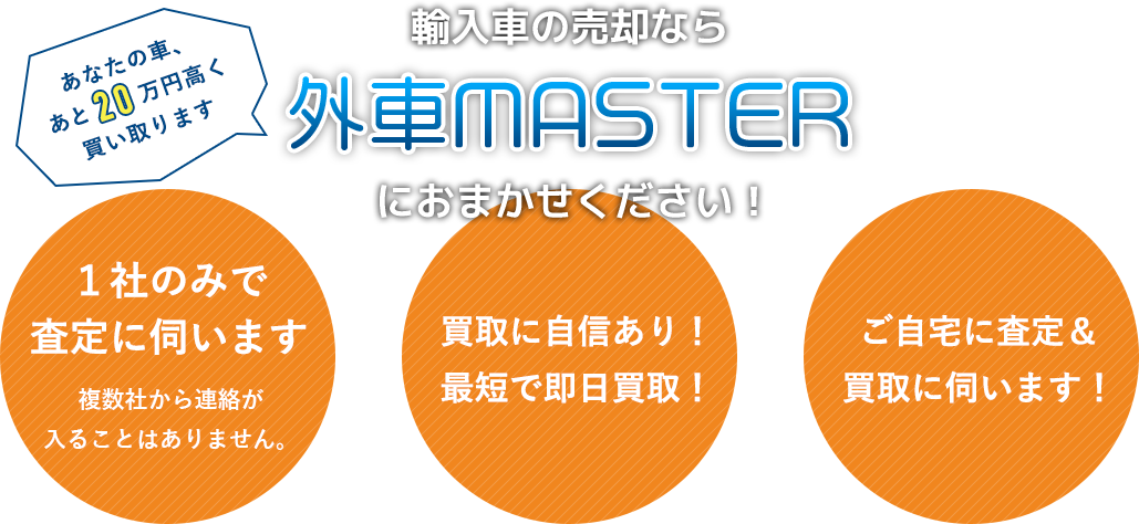 輸入車の売却なら、外車マスターにおまかせください。